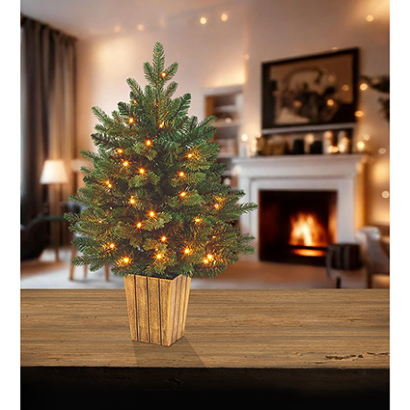 Premier 60cm FireBrights Pre-Lit Table Tree, 60 Warm White LED & Timer – view 2