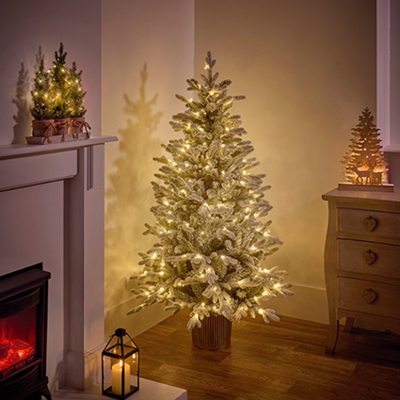 Premier 1.5m (5ft) Pre-Lit Flocked Potted Eldon Fir Tree, 180 LED – view 2