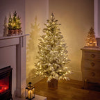 Premier 1.5m (5ft) Pre-Lit Flocked Potted Eldon Fir Tree, 180 LED – view 2