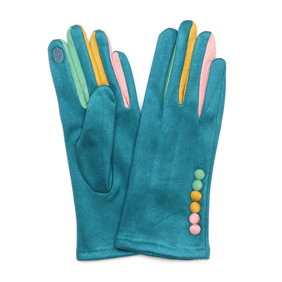 Frida Teal Multi Faux Suede Formal Gloves