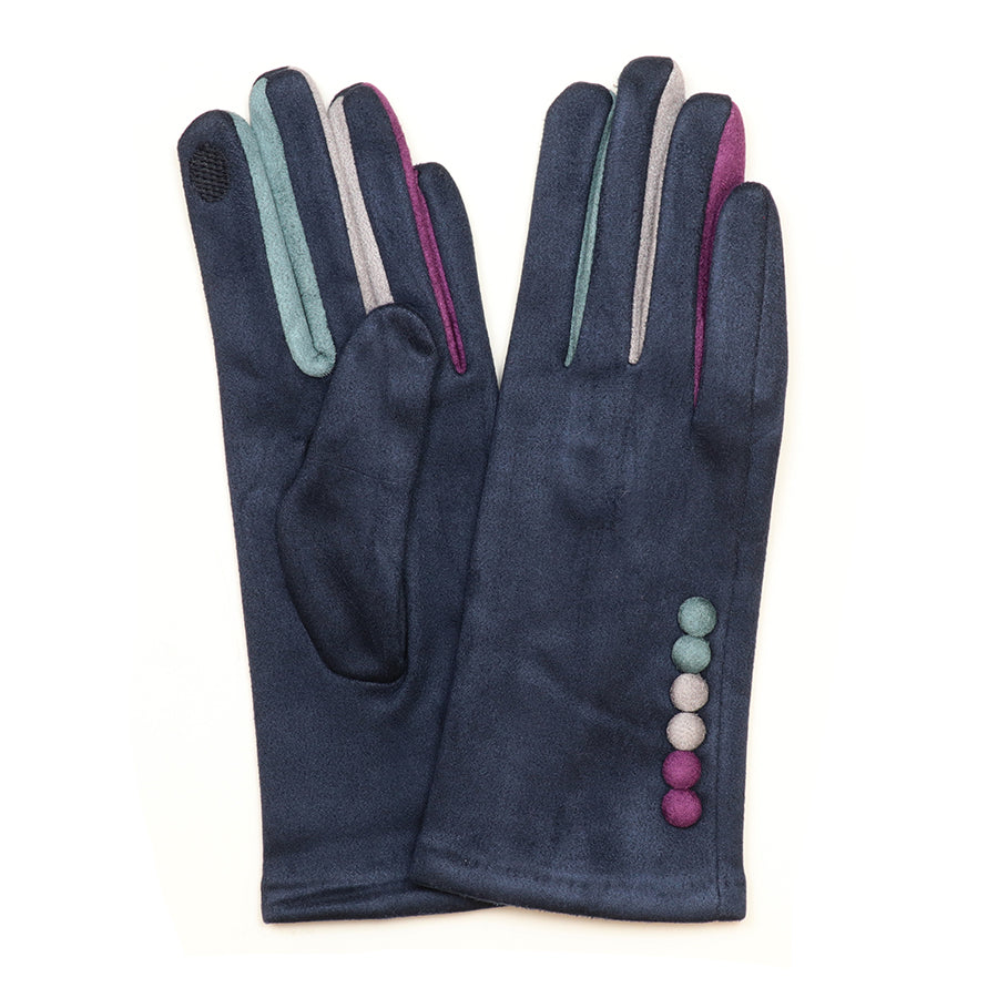 Frida Navy Multi Faux Suede Formal Gloves