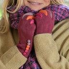 Frida Wine Multi Faux Suede Formal Gloves