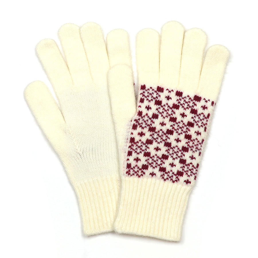 Astrid Berry and Cream Scandi Knit Gloves