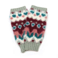 Imogen Duck Egg and Wine Mix Fluffy Zig-Zag Knit Wrist Warmers