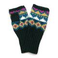 Valentina Dark Green Mix Chunky Knit Wrist Warmers