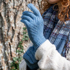 Charlotte Recycled Blend Dusky Blue Cable Knit Gloves
