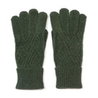 Charlotte Recycled Blend Khaki Cable Knit Gloves