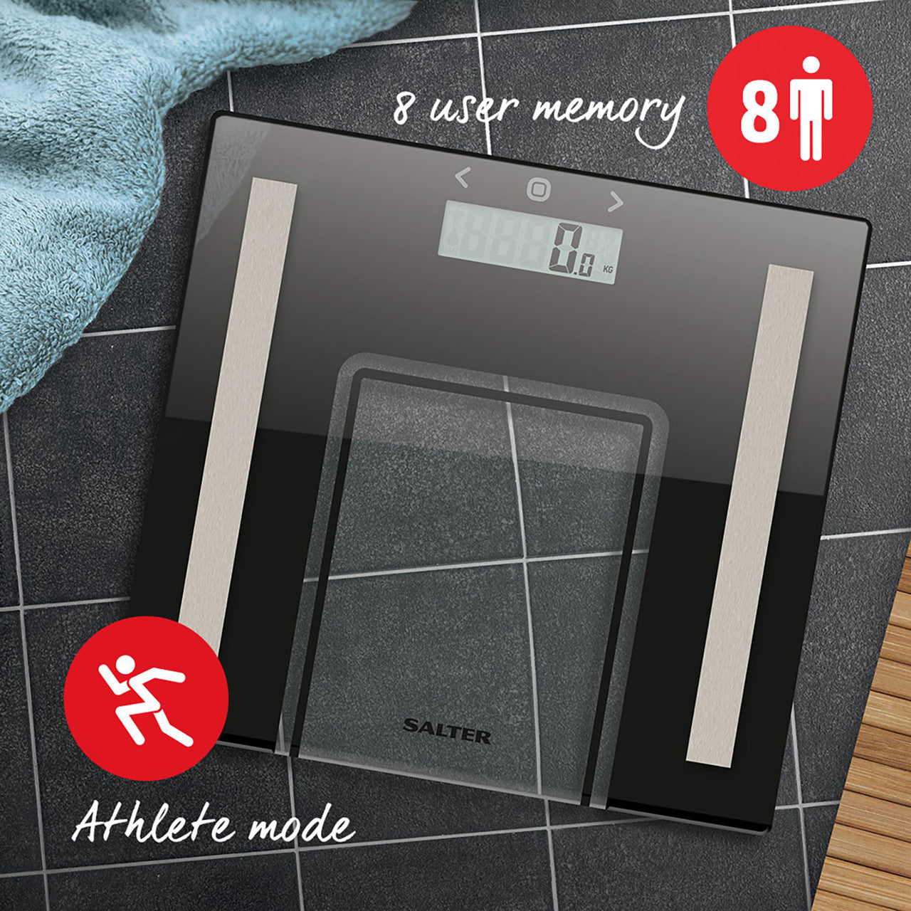 Slim Glass Analyser Bathroom Scale - Black - Flemings Department Store