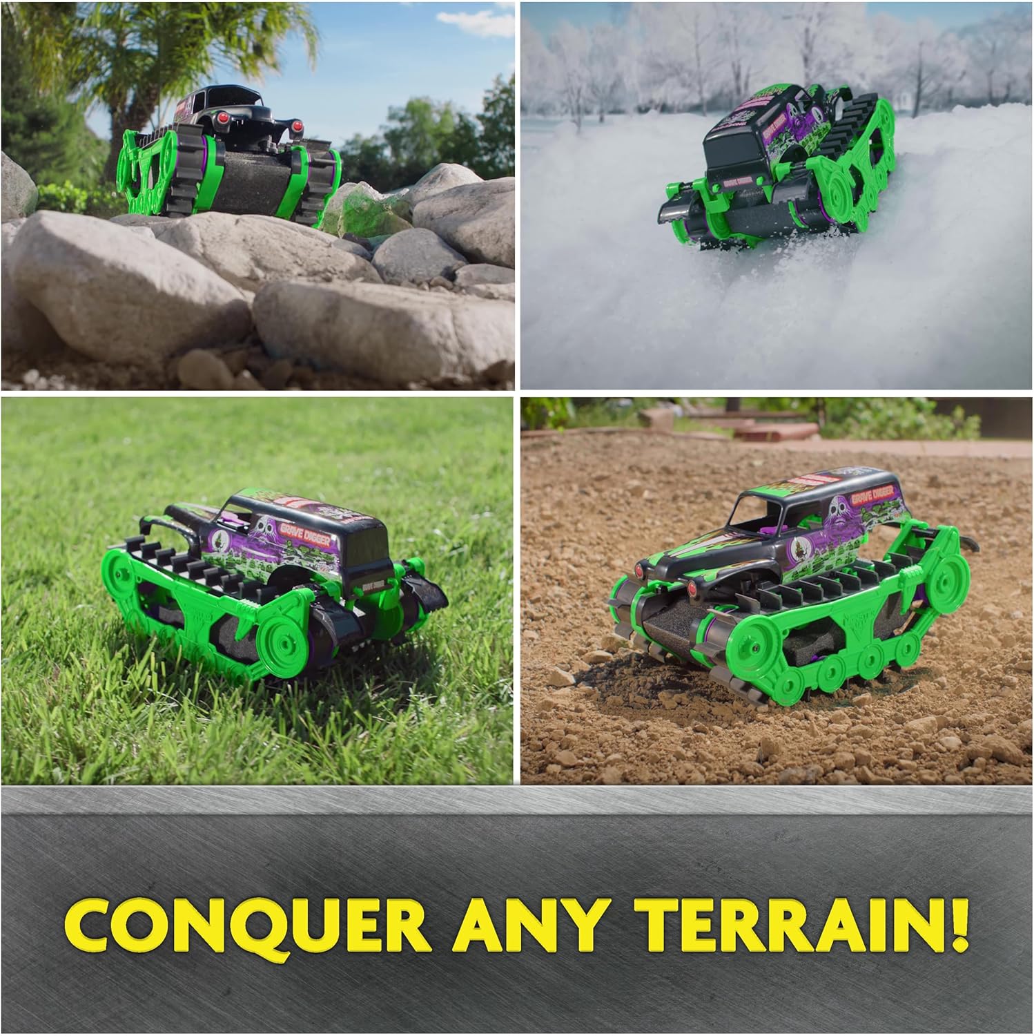 Monster Jam Grave Digger Trax RC Truck – 1:15 Amphibious Land & Water Remote Control Vehicle