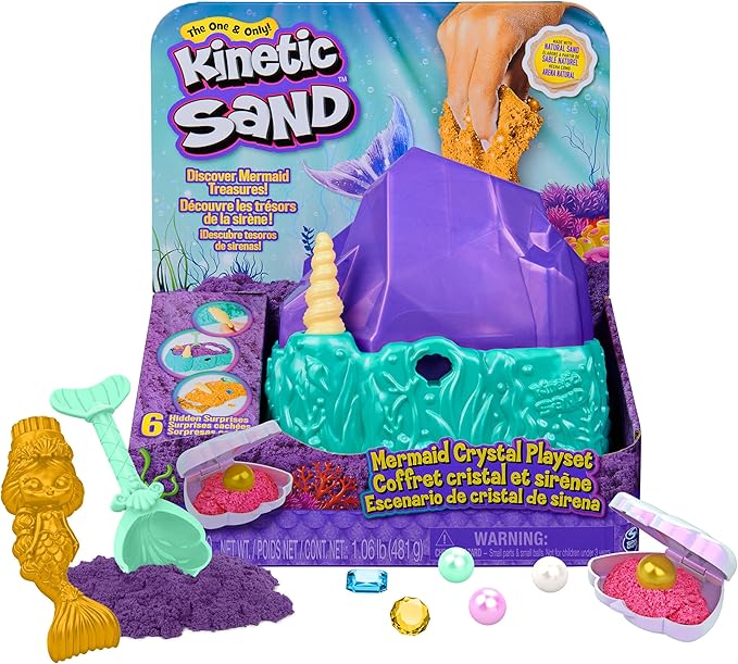 Kinetic Sand Mermaid Crystal Playset – Over 1lb of Shimmering Sand