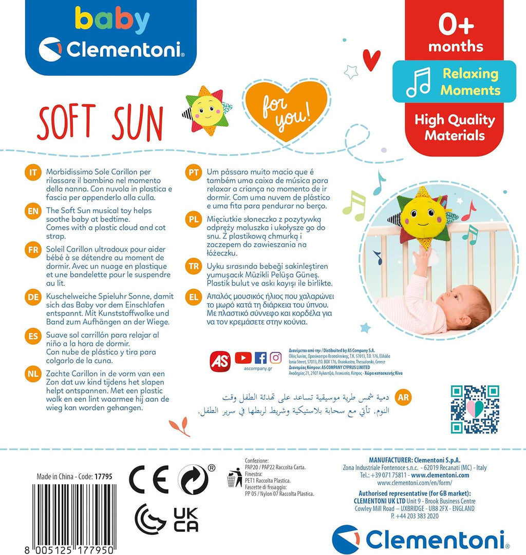 Baby Clementoni Sun Plush Cot Sound - Flemings Department Store