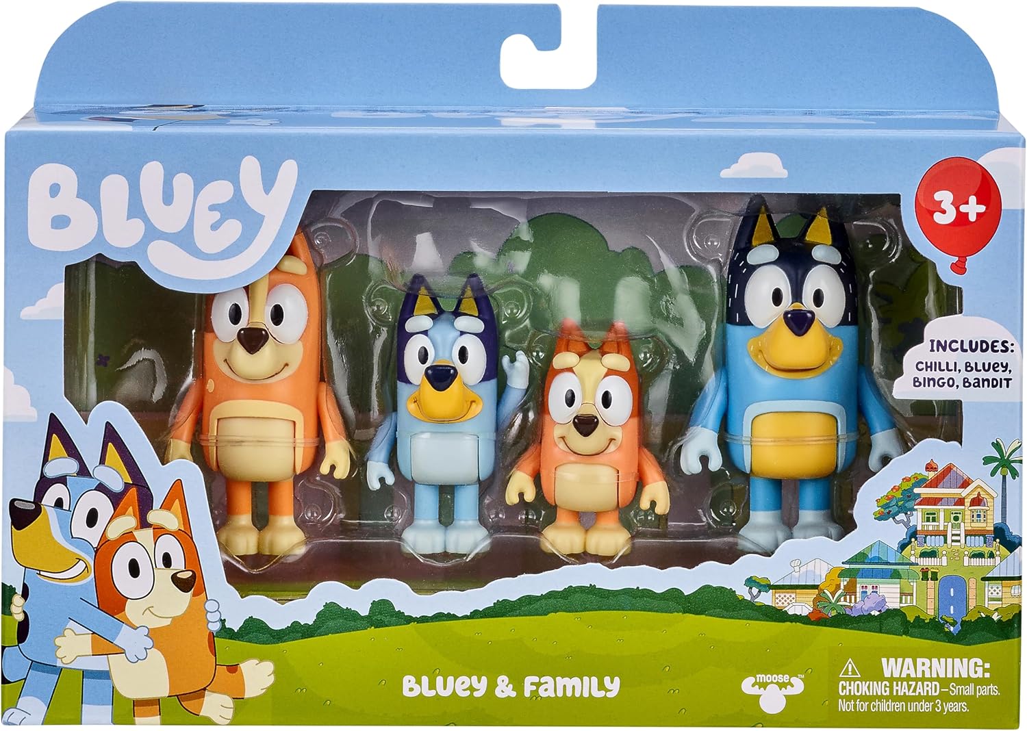 Bluey Family 4-Pack – Bluey, Bingo, Chilli & Bandit Figures