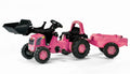 Rolly Kid Pink Tractor with Loader & Trailer | Girls’ Pedal Tractor