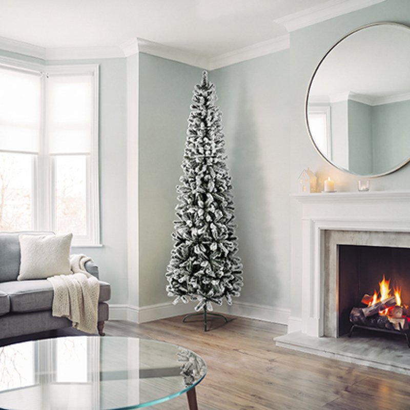 Premier 2.2m (7.5ft) Snow Flocked Slim Spruce Pine Christmas Tree – view 6