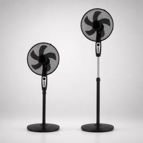 Two Crystal Home Air Comfort 40cm Pedestal Fan in Black - full view