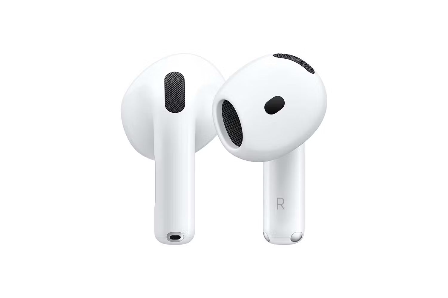 White wireless earbuds on a white background