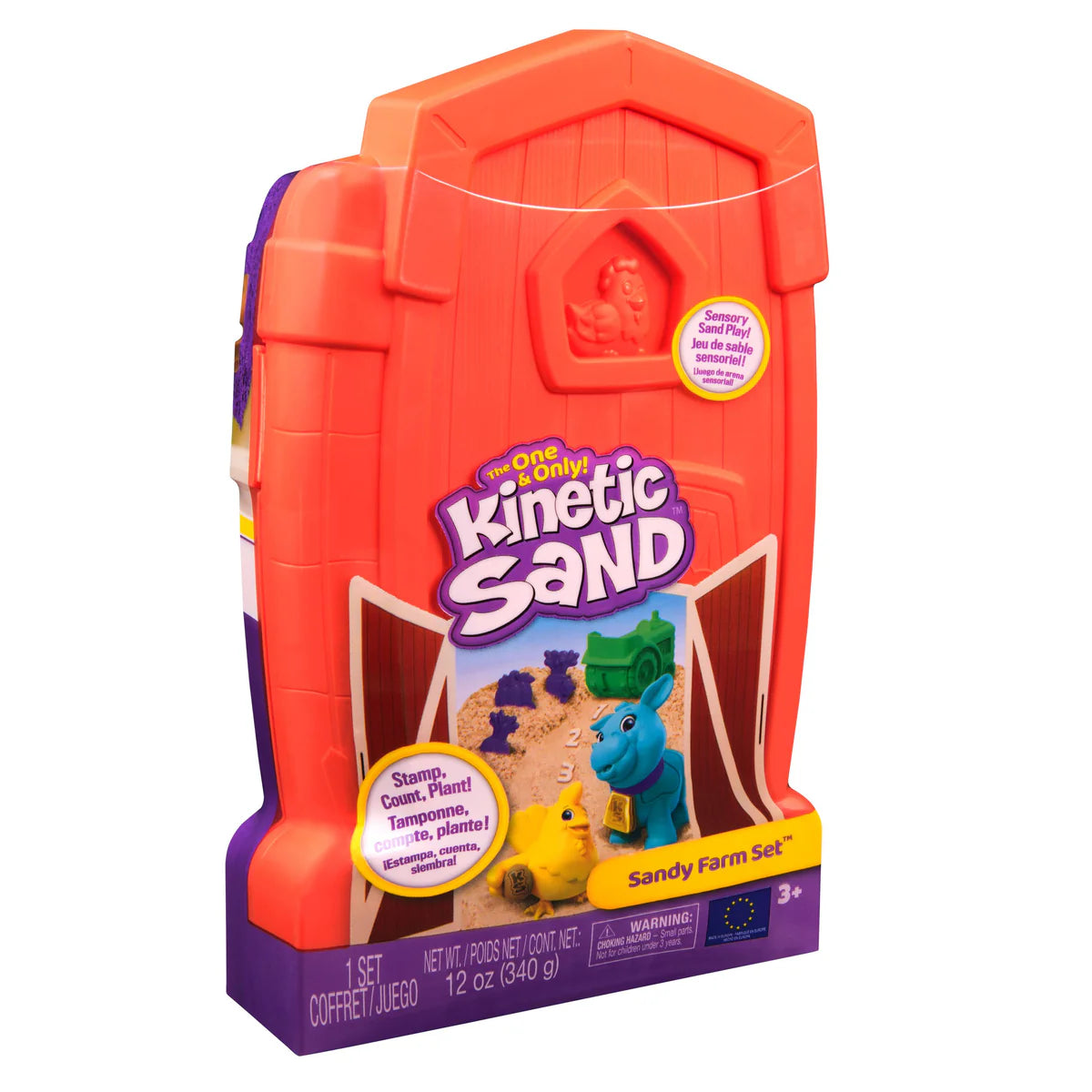 Kinetic Sand Sandy Farm Set – Sensory Play Barn with 340g of Sand & 6 Tools