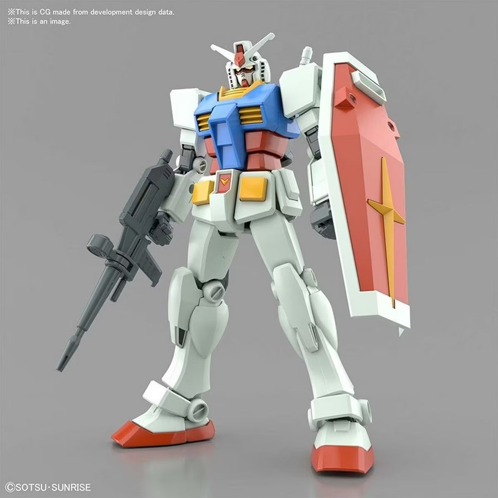 Model kit of a robot with a shield featuring a star on a gray background