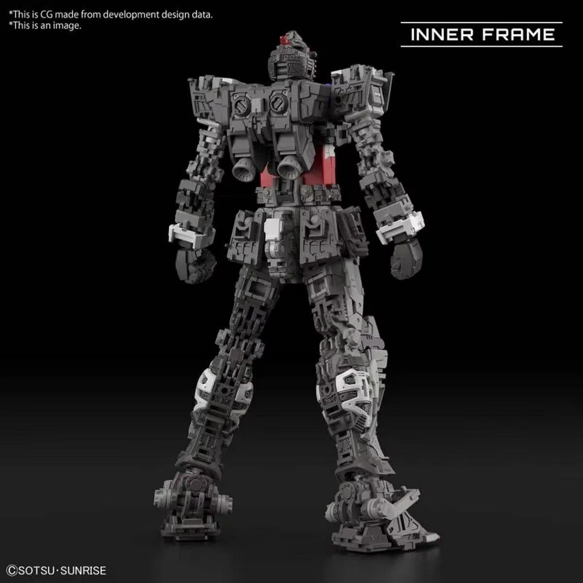 Gundam model kit with 'Inner Frame' text on a black background