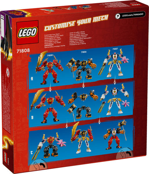LEGO Ninjago set packaging with customizable mech options