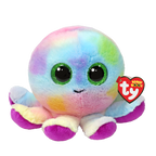 Colorful octopus plush toy with a Ty logo on a white background