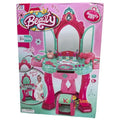 Magical beauty mirror vanity playset for kids with lights, sounds, toy hairdryer, and princess accessories