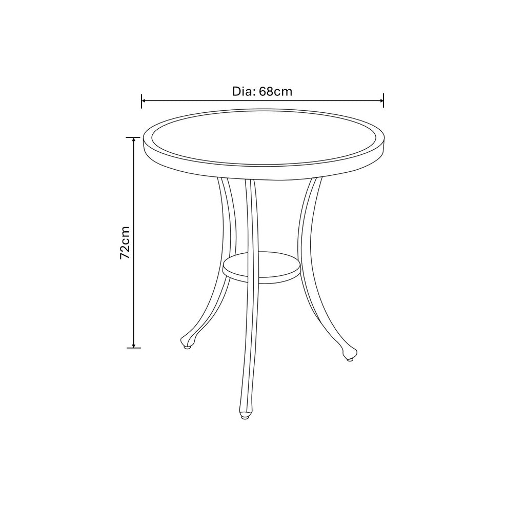 barkeley bistro table dimensions