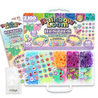 Rainbow Loom Besties Mini Combo set with rubber bands, charms, and buttons in a carrying case.