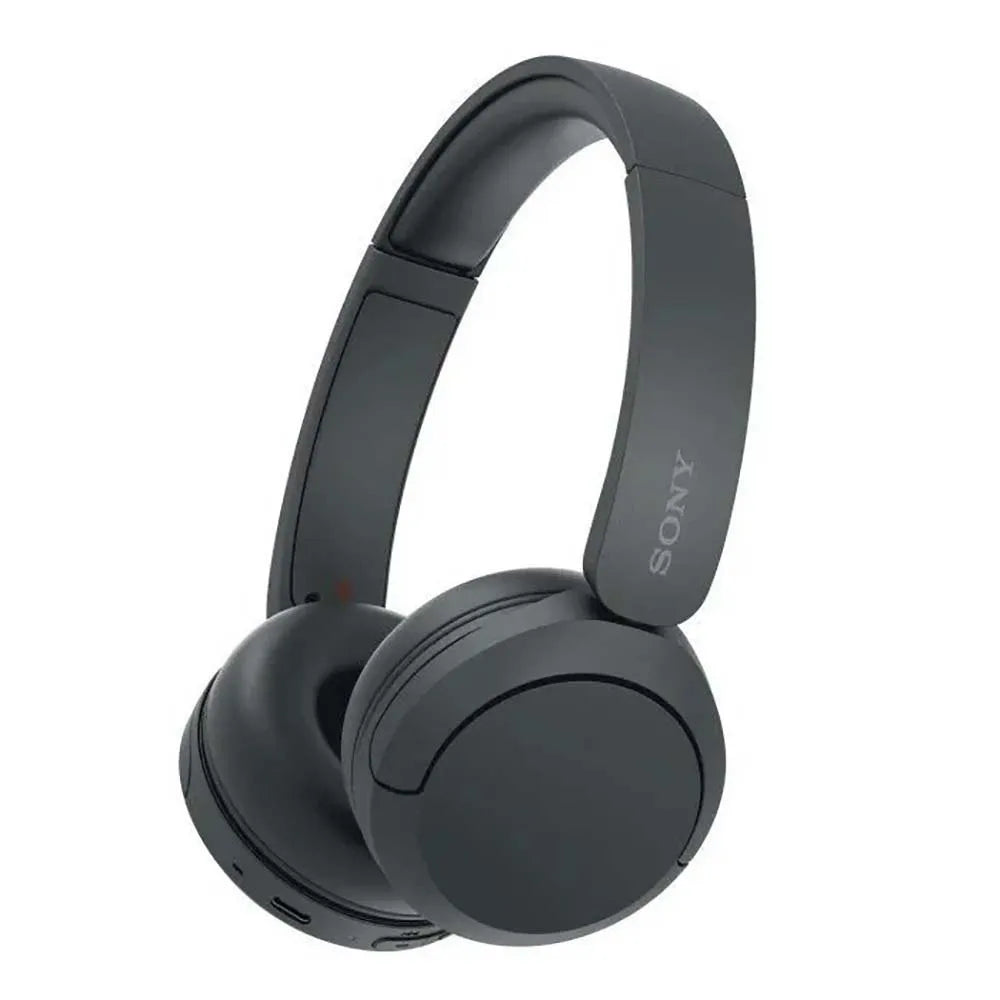 Black Sony headphones on a white background