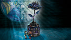 LEGO Wednesday Black Dahlia Flower set 76784 with black dahlia bloom and vase revealing hidden conservatory classroom, Wednesday Addams and Professor Thornhill minidolls