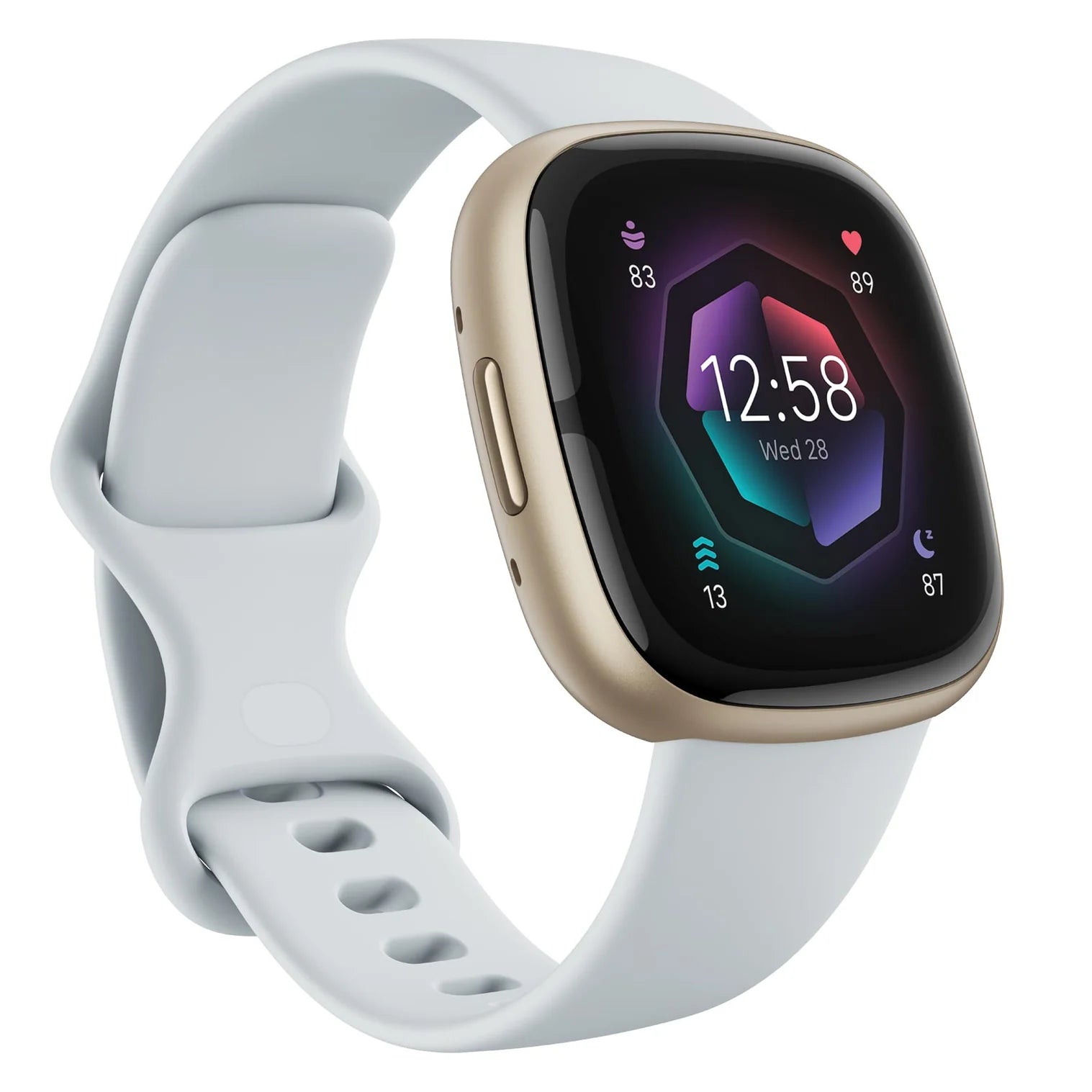 Smartwatch with a light gray band on a white background