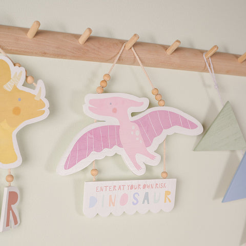PETIT CHERI DINOSAUR PLAQUE - PTERADACYL "ENTER AT YOUR OWN RISK" - Flemings Department Store