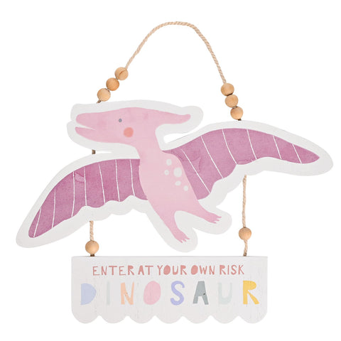 PETIT CHERI DINOSAUR PLAQUE - PTERADACYL "ENTER AT YOUR OWN RISK" - Flemings Department Store