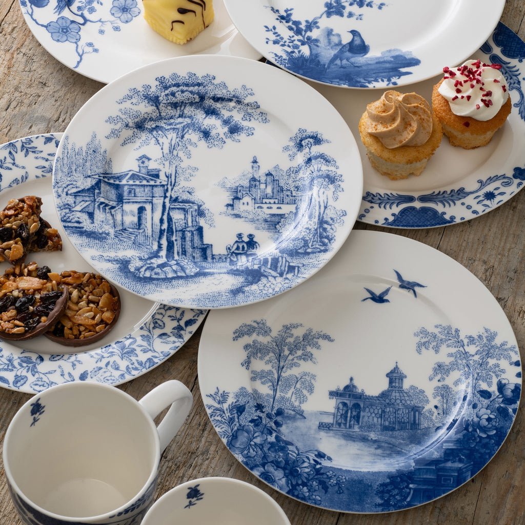 Aynsley Archive Blue Teaplates Set of 6 detail view