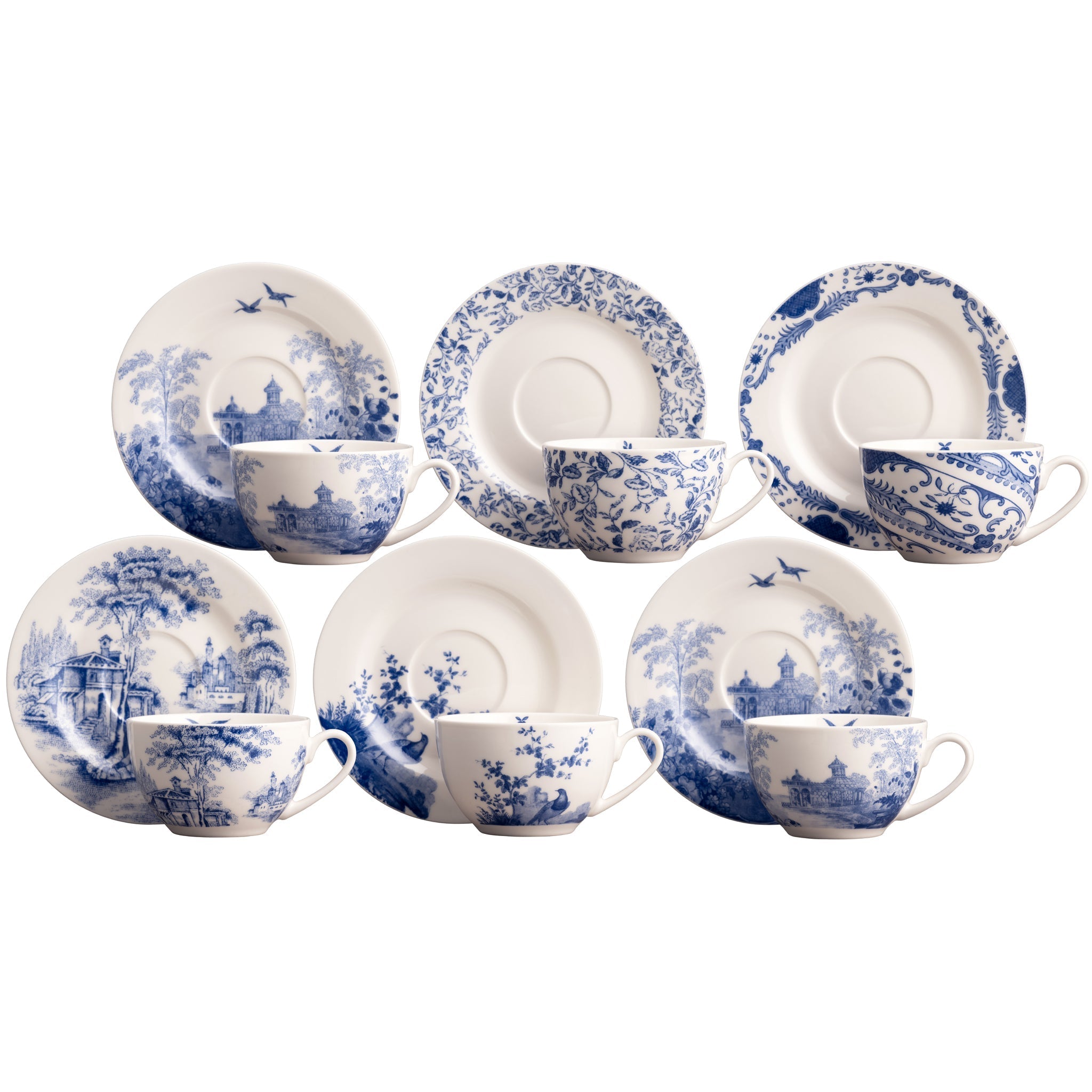 Aynsley Archive Blue Teacups & Saucers Set of 6 product view