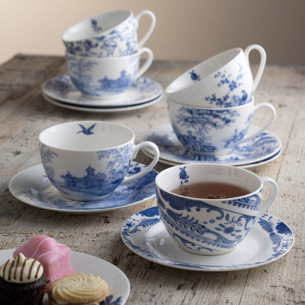 Aynsley Archive Blue Teacups & Saucers Set of 6 alternate view