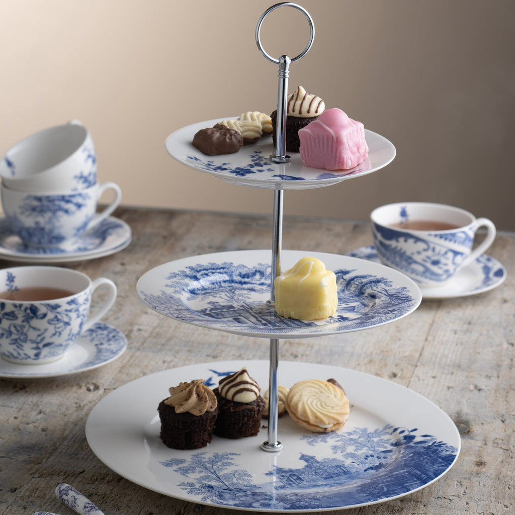 Aynsley Archive Blue Three Tier Cakestand alternate view