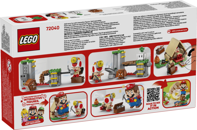 LEGO Super Mario Captain Toad’s Camp set (72040) with Captain Toad figure, tent with bonfire, collapsing bridge, treasure chest, Goomba, turnip, backpack and pickaxe accessories