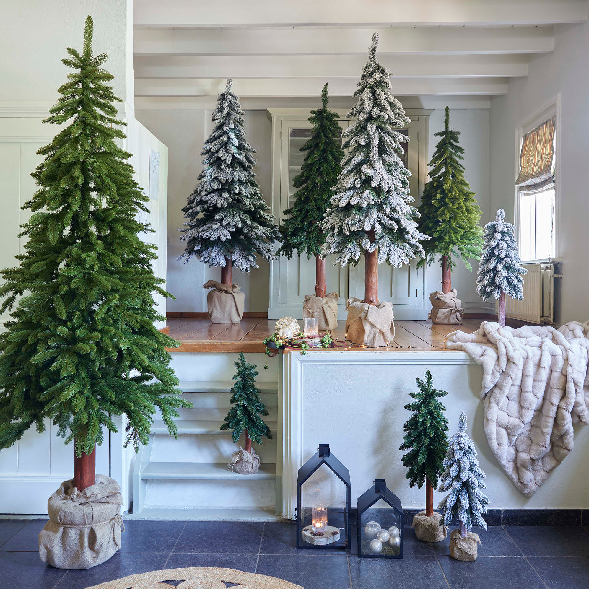 Eco‑friendly Tora Pine artificial Christmas tree (6-8 ft), FSC-certified green foliage with realistic pine styling