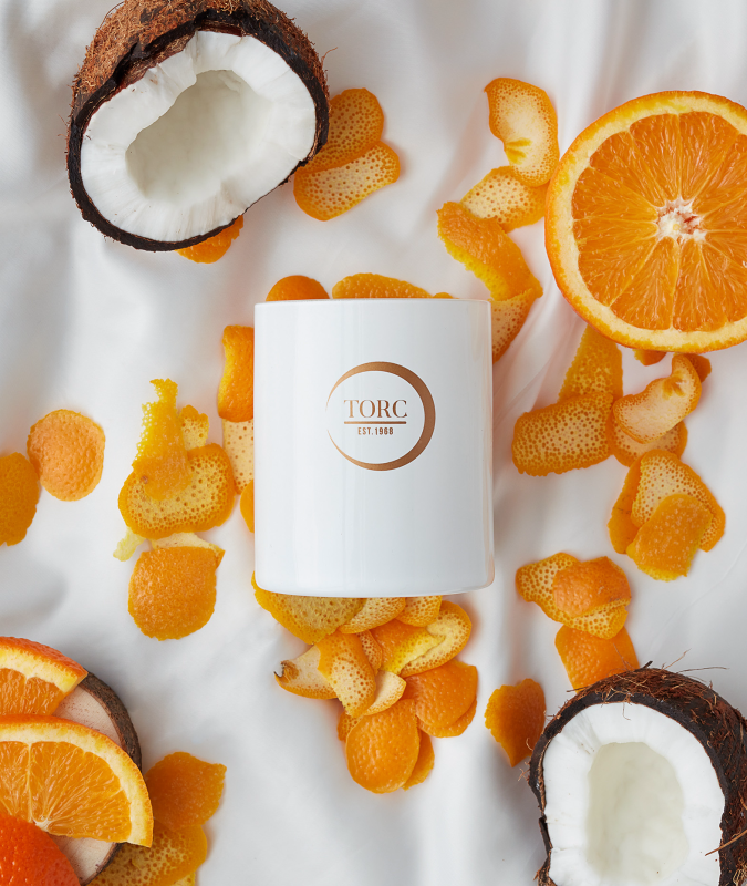 TORC Coconut & Orange Flower Scented Candle – Irish Handmade Fragrance Delight