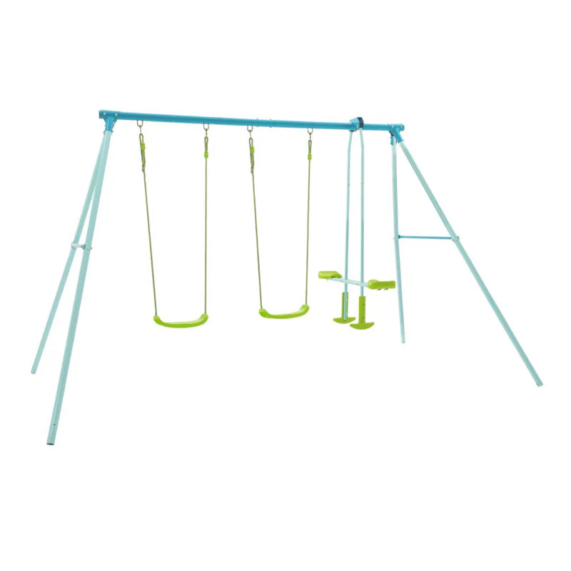 Triple Swing Set with Glider | Metal Frame, 4 Kids (3+)