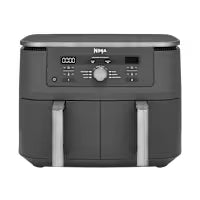 A dark gray Ninja air fryer with a digital control panel on the front, shown against a plain white background.