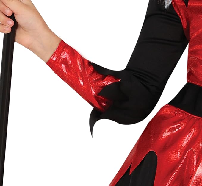 Close-up of a person wearing red and black gloves on a white background
