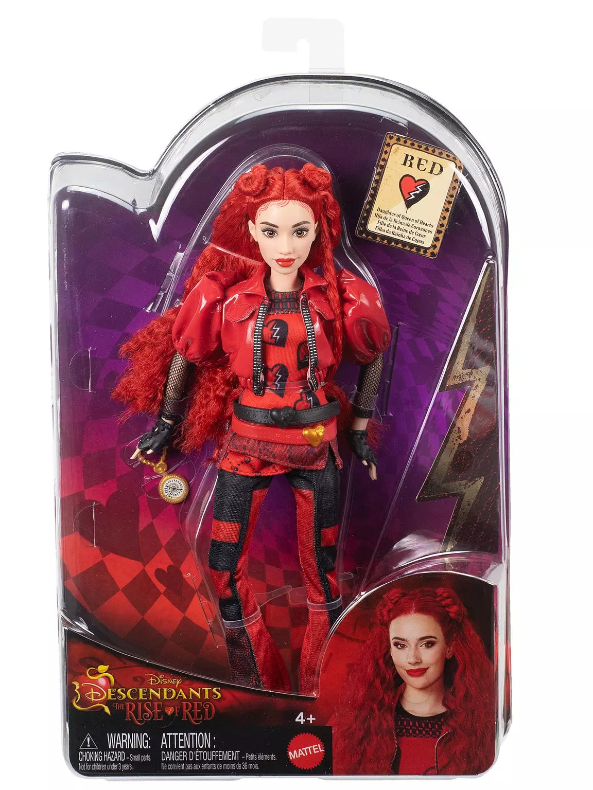 Descendants Rise Red doll in packaging with red hair and red outfit