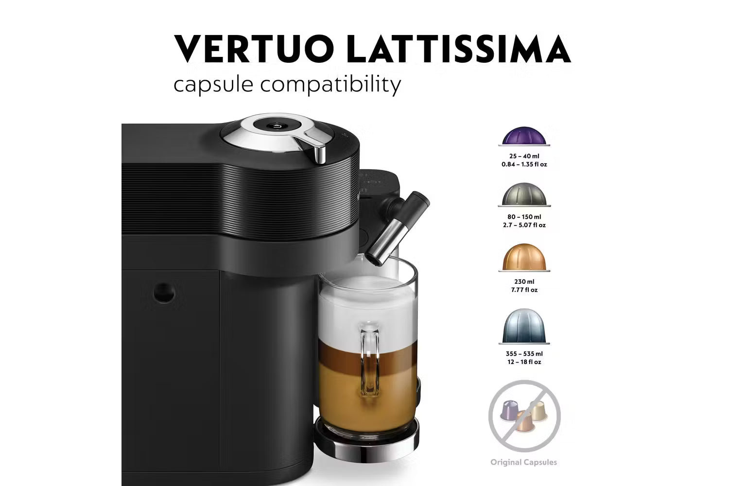 Nespresso Vertuo Lattissima Coffee Machine by De'Longhi – ENV300.B – Pod Coffee Maker with Milk Frother