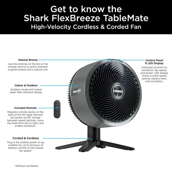 Shark FlexBreeze TableMate Indoor to Outdoor High-Velocity Tabletop Fan