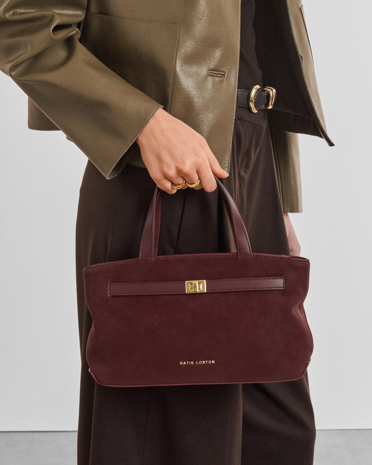 Orin Top Handle Suedette Crossbody Bag in Cherry - image 2