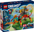 LEGO Dreamzzz Mato's Fire Chameleon set packaging with colorful dragon and characters on a blue background.