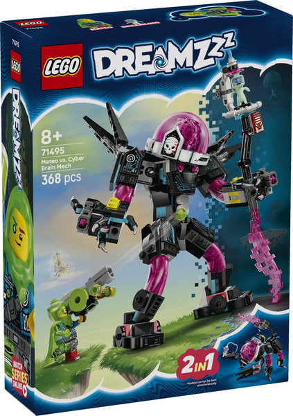 LEGO Dreamzzz robot toy set packaging with character and '2 in 1' feature on a blue background