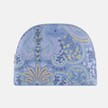 Blue floral paisley patterned pouch with 'Fara Miller' branding on a white background